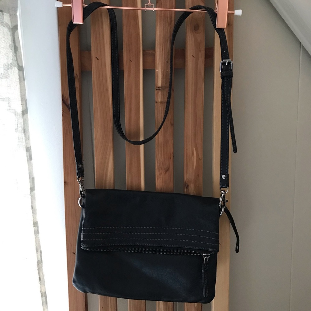 Boden Black Leather Cross Body Purse Adjustable